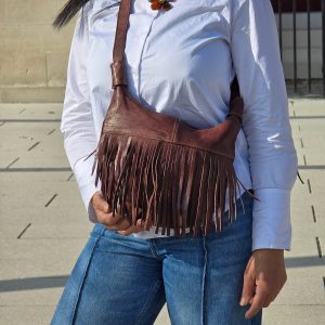 sac cuir franges