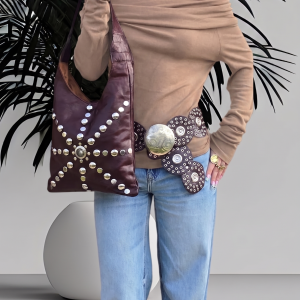 grand sac en cuir prune