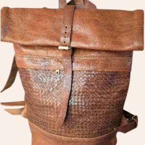 sac à dos en cuir camel