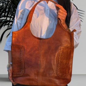 sac main cuir camel