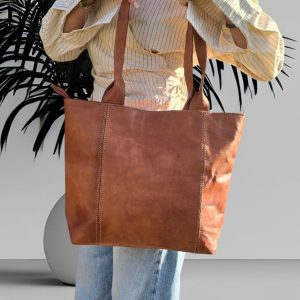 sac main cuir camel