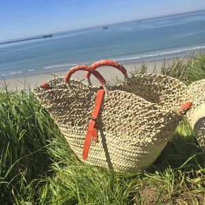 sac de plage en osier orange